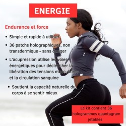 Quantagram Énergie – Kit de 36 hologrammes d’acupression quantique pour vitalité